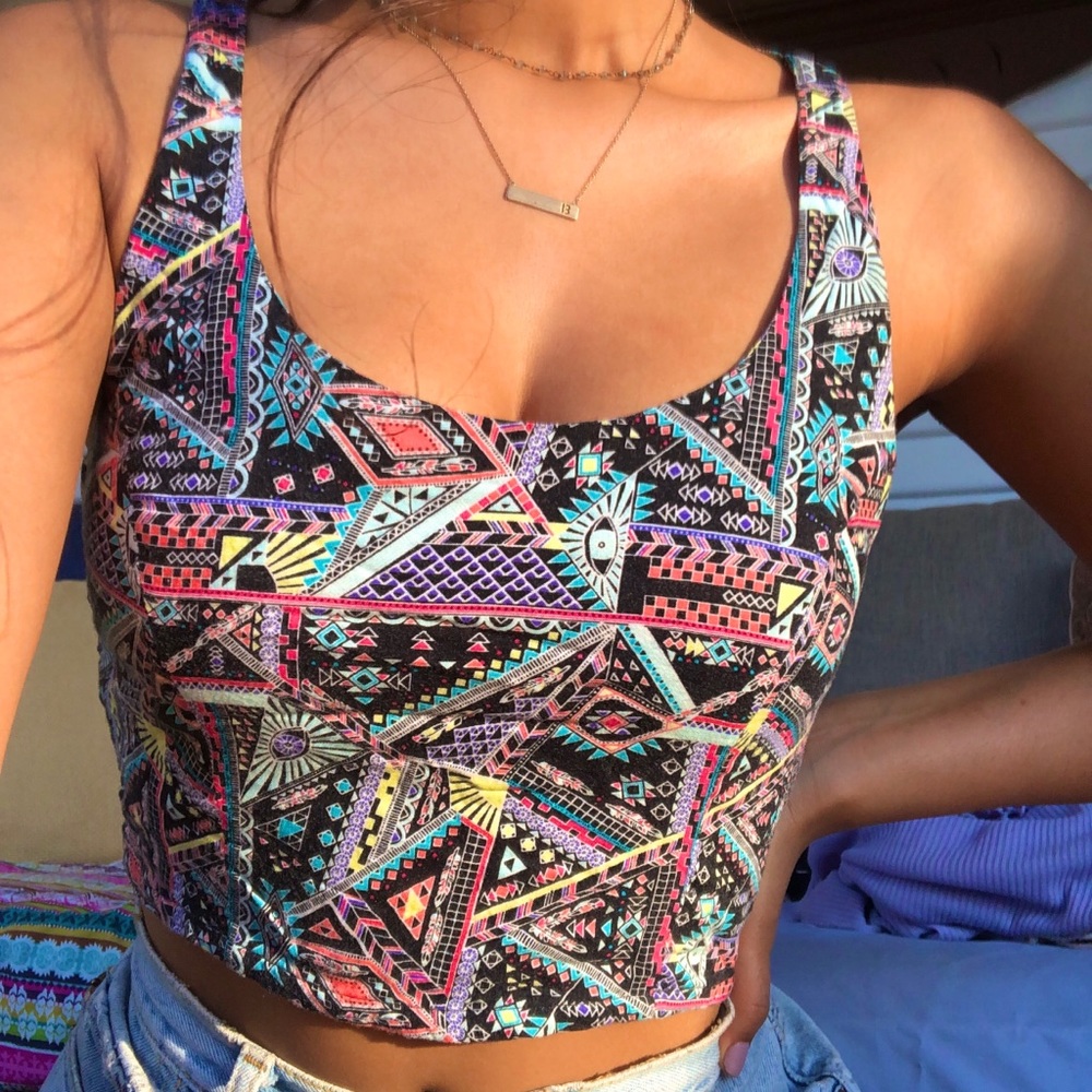 Aztec print crop top
